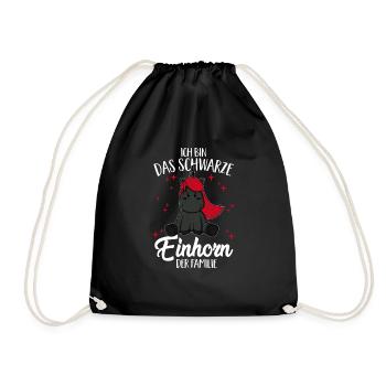 Das schwarze Einhorn der Familie - Metal Rock - Turnbeutel - Schwarz - Vorne
