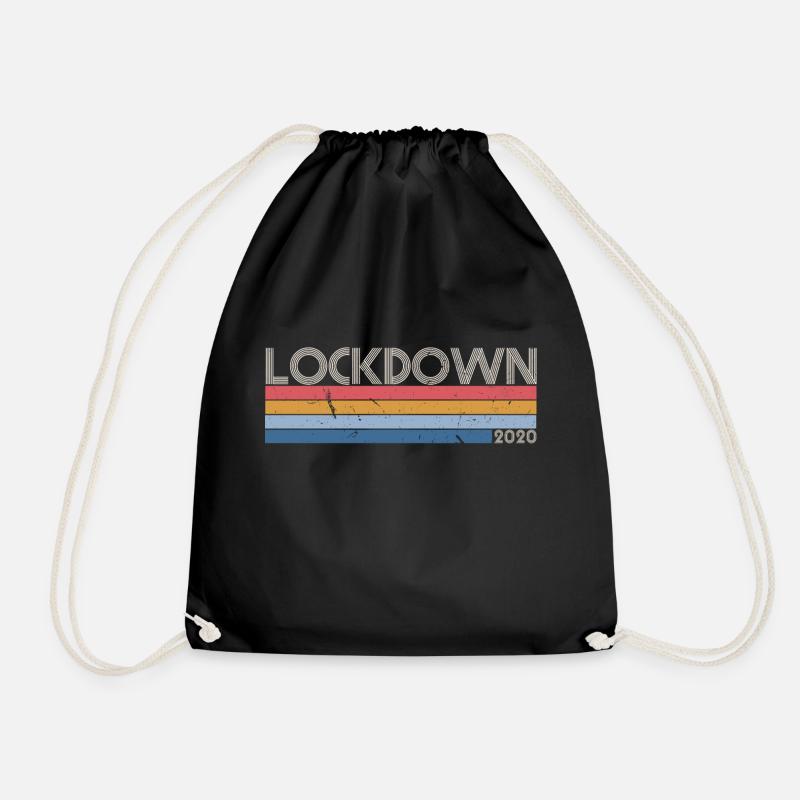 Vintage Lockdown Social Distancing 2020 - Drawstring Bag - black
