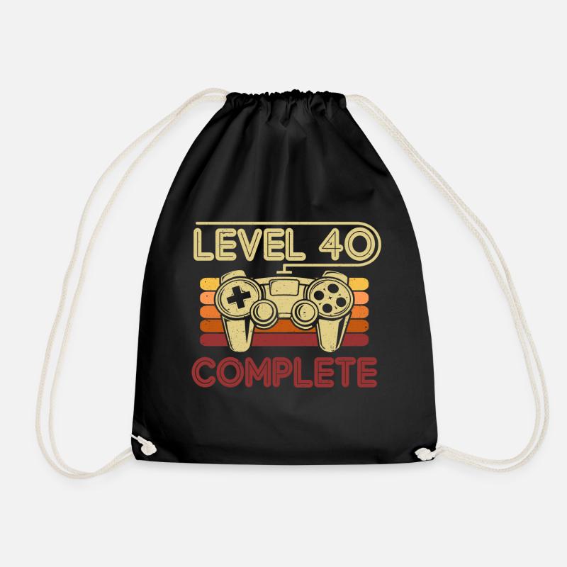 40 Geburtstag Level 40 Complete 40 Jahre Geschenk - Turnbeutel - Schwarz