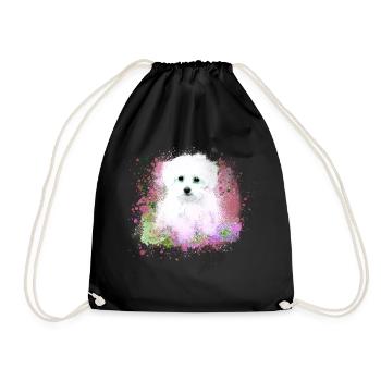 Maltais, chien, blanc, peinture, graffiti - Sac de sport léger - noir - Devant
