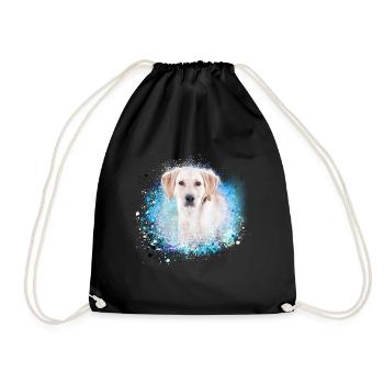 Labrador,dog,painting,golden retriever - Drawstring Bag - black - Front