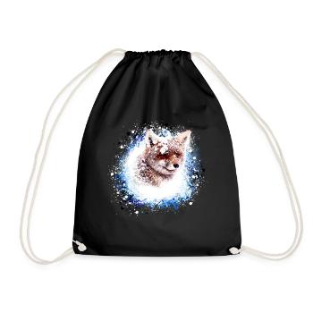 fox,graffiti, painting,fox in snow, snow - Drawstring Bag - black - Front