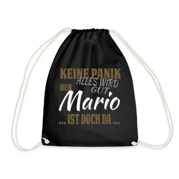 Mario - Keine Panik - lustiges Geschenk - Turnbeutel - Schwarz - Vorne