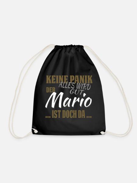 Mario - Keine Panik - lustiges Geschenk - Turnbeutel - Schwarz