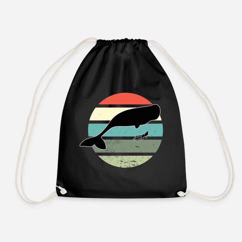 Diving Divers Dive Scuba Retro Snorkeler - Drawstring Bag - black