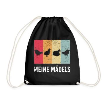 Meine Mädels - Wachtel Bekleidung Wachtel Spruch - Turnbeutel - Schwarz - Vorne