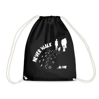 Never Walk Alone Mädchen geht mit Hund und Pferd - Turnbeutel - Schwarz - Vorne