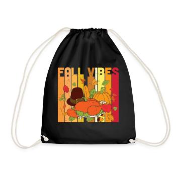 Pumpkin Thanksgiving Fall Vibes - Drawstring Bag - black - Front
