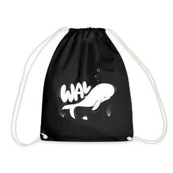 Whale - Drawstring Bag - black - Front