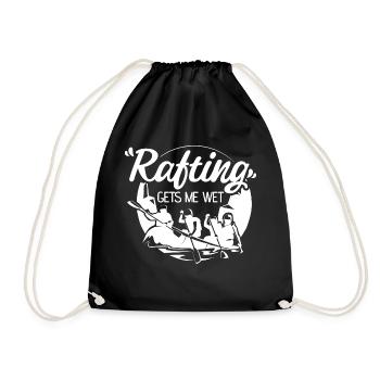 Gets Me Wet Rafting Pun Adult Humor - Drawstring Bag - black - Front