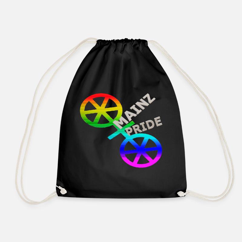 CSD Mainz Gay Pride coat of arms six-spoke wheels - Drawstring Bag - black