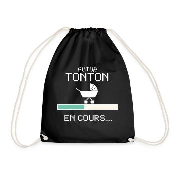 Futur Tonton Annoncer Grossesse pour Futur Oncle - Drawstring Bag - black - Front