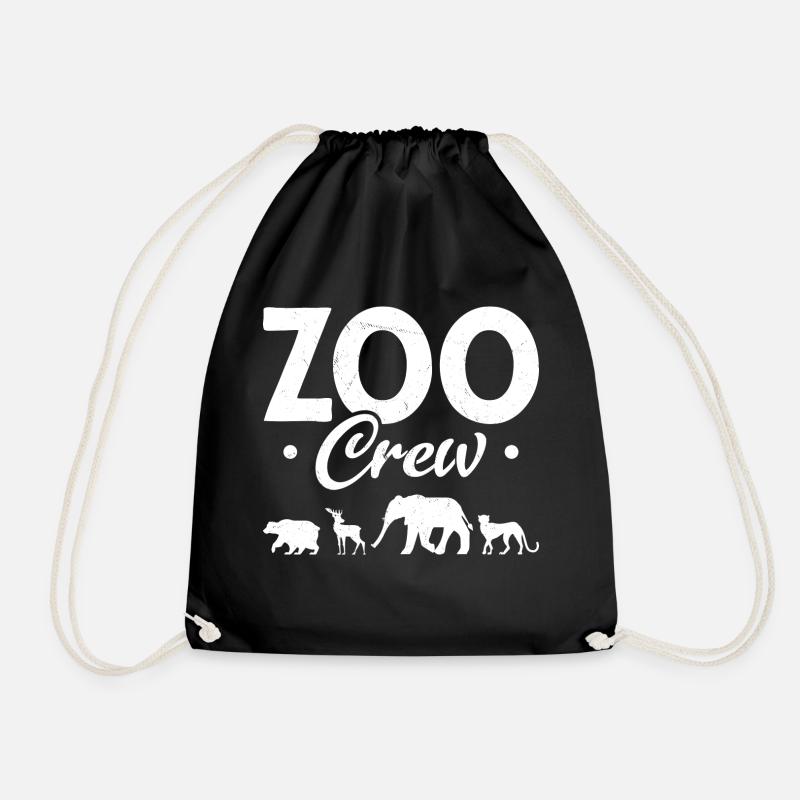 Zoo Animals Bear Cheetah Elephant Zoo - Drawstring Bag - black