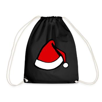 Christmas Hat Santa Claus Christmas Vector - Drawstring Bag - black - Front