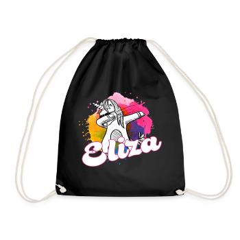 ELIZA - Schöner Name mit dabbing Einhorn - Turnbeutel - Schwarz - Vorne