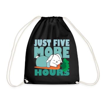Just Five More Hours - Süßer Schlafender Hase - Turnbeutel - Schwarz - Vorne