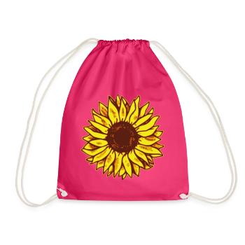 Sonnenblume Zeichnung Illustration Motiv - Turnbeutel - Fuchsia - Vorne