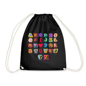 Alphabet ABC I love you - Drawstring Bag - black - Front