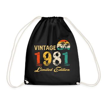 Vintage 1981 Limited Edition Made in 1981 Geburtstag - Turnbeutel - Schwarz - Vorne