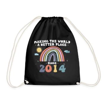 Making The World a Better Place Since 2014, 9th - Drawstring Bag - black - Front