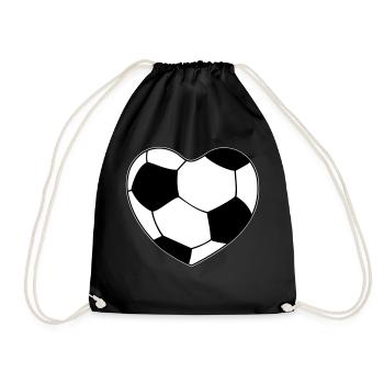 Herz Fußball - Turnbeutel - Schwarz - Vorne