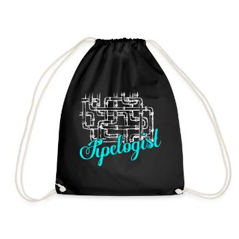 Pipelogist Plumber Pipefitter Wrench - Drawstring Bag - black - Front