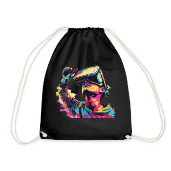 Virtual Reality - Immerse yourself in a - Drawstring Bag - black - Front