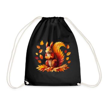 herbstliches Eichhörnchen - Turnbeutel - Schwarz - Vorne