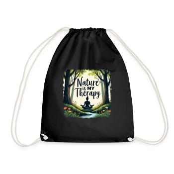 Nature is my Therapy - Meditation in the forest - Drawstring Bag - black - Front