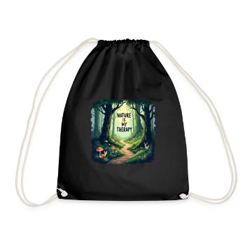 Nature is my Therapy - Meditation in the forest - Drawstring Bag - black - Front