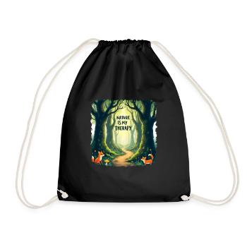 Nature is my Therapy - Meditation in the forest - Drawstring Bag - black - Front