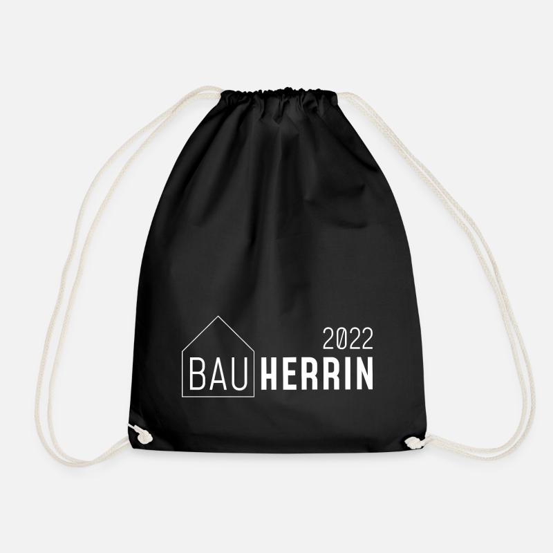 Haus mit Bauherrin Schriftzug 2022/ hell - Turnbeutel - Schwarz