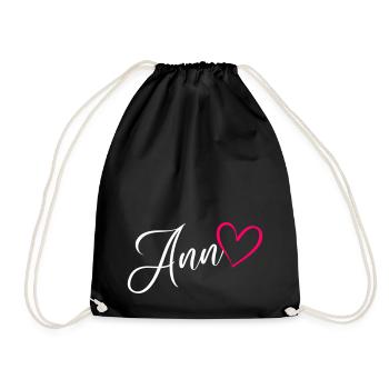 Ann Name Vorname Herz Pink - Turnbeutel - Schwarz - Vorne