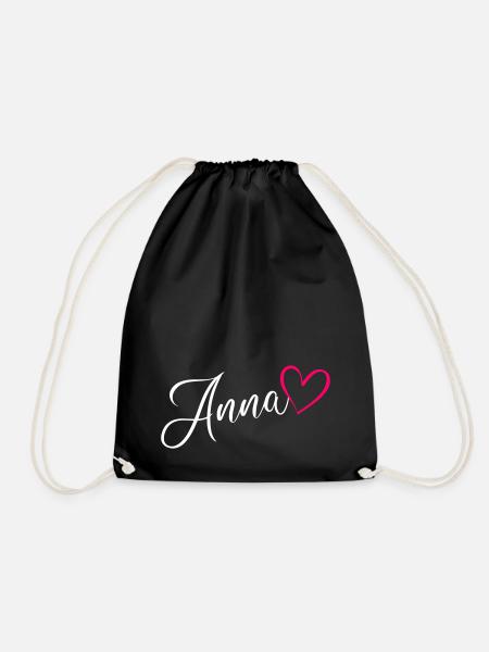 Anna Name Vorname Herz Pink - Turnbeutel - Schwarz