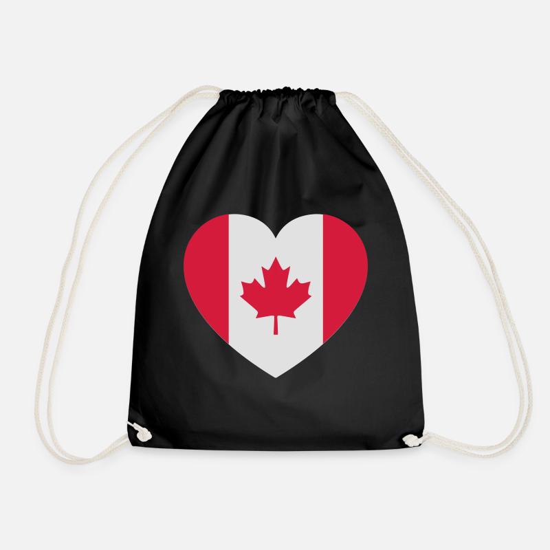 canada_2color - Drawstring Bag - black
