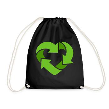 Recycling Heart + (Dein Text) - Sac de sport léger - noir - Devant