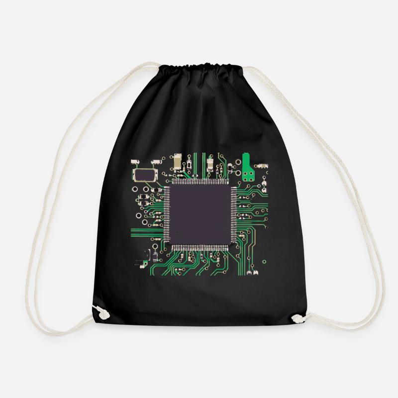 computer chip - Drawstring Bag - black