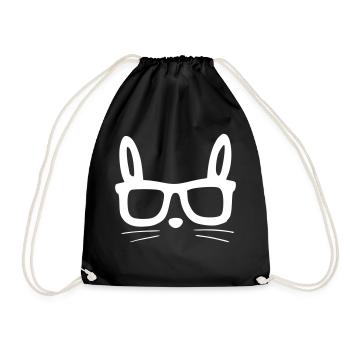 cat glasses - Drawstring Bag - black - Front