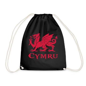 Flagge von Wales cymru dragon Welsh Dragon - Turnbeutel - Schwarz - Vorne