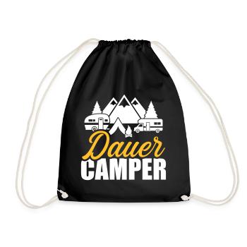 camping - Drawstring Bag - black - Front