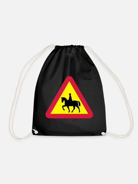 Horse warning - Drawstring Bag - black