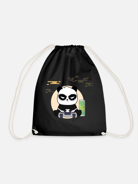 Un geek cool, joueur de panda, en colère, parfait pour la Saint-Valentin - Sac de sport léger - noir