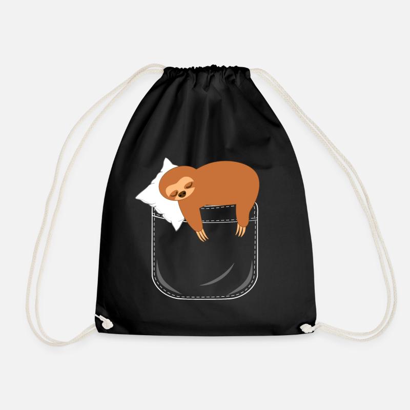 Faultier schläft in der Brusttasche - Turnbeutel - Schwarz
