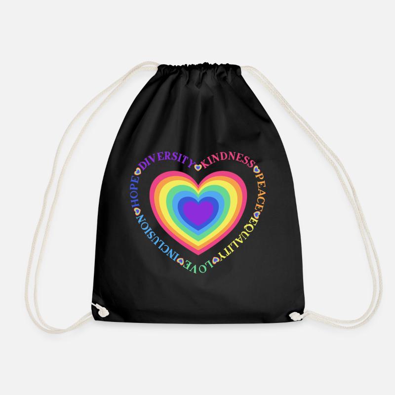 Diversity Kindness Peace Equality Love Inclusion - Turnbeutel - Schwarz