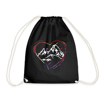 I Love Berg Watzmann - big colorful heart - Drawstring Bag - black - Front