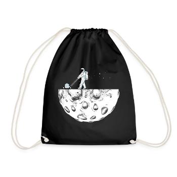 Astronaut mows the moon Space travel Space - Drawstring Bag - black - Front