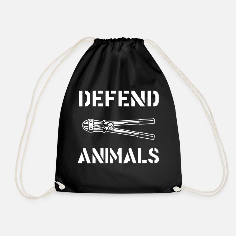 Defend animals - Drawstring Bag - black