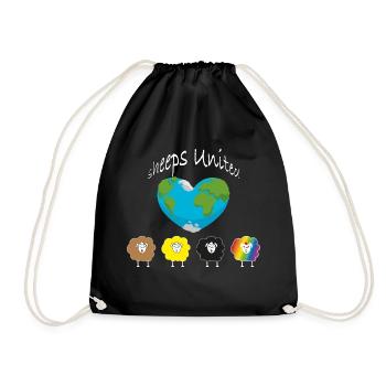 Les moutons du monde s’unissent ! Le monde un cœur. - Sac de sport léger - noir - Devant