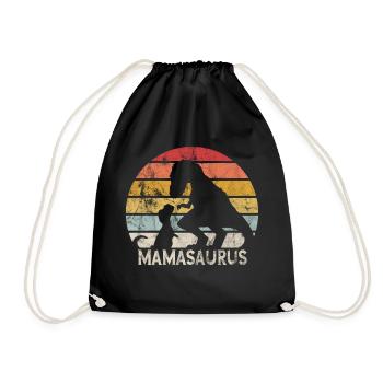 Retro Mamasaurus Mama Muttertagsgeschenk - Turnbeutel - Schwarz - Vorne