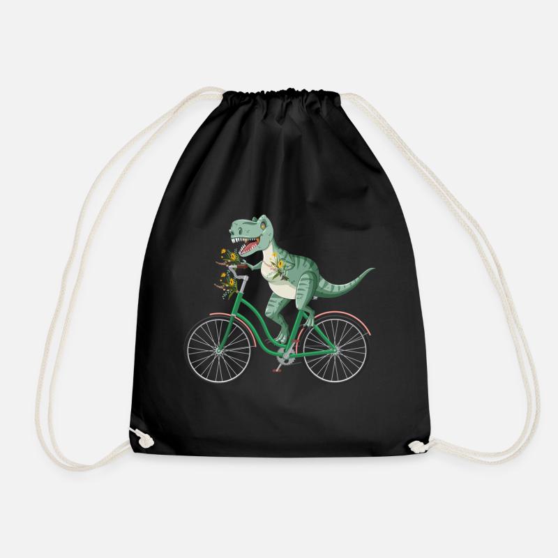 T-Rex Dino Saurier Radfahrer Biker Geschenk - Turnbeutel - Schwarz
